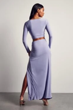 Slinky Ruched Maxi Skirt Co-ord -Ladies Clothing Shop purple slinky ruched maxi skirt co ord 2