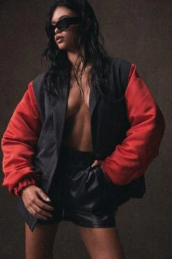 Ruched Sleeve Oversized Jacket