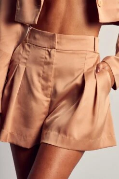 Textured Satin Floaty Shorts -Ladies Clothing Shop sand textured satin floaty shorts 2