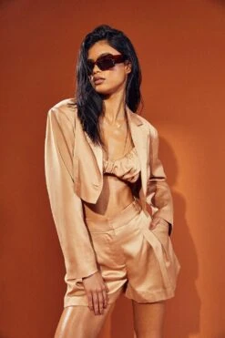 Textured Satin Floaty Shorts