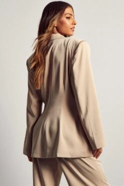 Cinched Waist Blazer -Ladies Clothing Shop stone cinched waist blazer 2