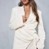 Crinkle Linen Look Wrap Blazer -Ladies Clothing Shop stone crinkle linen look wrap blazer