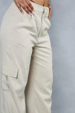 Linen Look Cargo Pocket Straight Leg Trouser -Ladies Clothing Shop stone linen look cargo pocket straight leg trouser 5