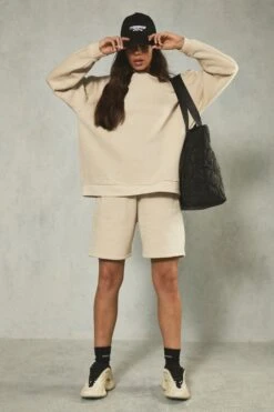 Misspap Lifestyle Oversized Seam Sweatshirt -Ladies Clothing Shop stone misspap lifestyle oversized seam sweatshirt 3