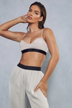 Misspap Premium Satin Elasticated Bralet -Ladies Clothing Shop stone misspap premium satin elasticated bralet 4