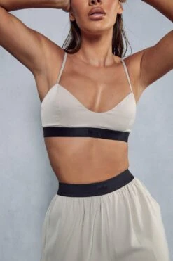 Misspap Premium Satin Elasticated Bralet -Ladies Clothing Shop stone misspap premium satin elasticated bralet 5
