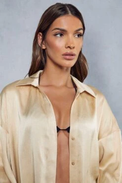 Oversized Satin Shirt -Ladies Clothing Shop stone oversized satin shirt 3