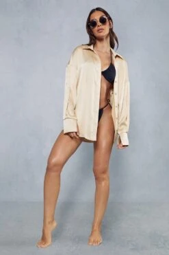 Oversized Satin Shirt -Ladies Clothing Shop stone oversized satin shirt 6