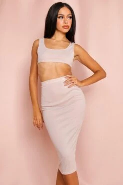 Ribbed Scoop Crop And Midi Skirt Set -Ladies Clothing Shop stone ribbed scoop crop and midi skirt set 3