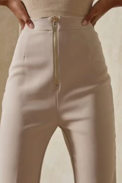 Straight Leg Zip Front Trousers -Ladies Clothing Shop stone straight leg zip front trousers 2