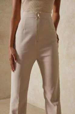 Straight Leg Zip Front Trousers -Ladies Clothing Shop stone straight leg zip front trousers 3