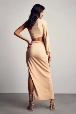 Textured Plaited Detail Skirt Co Ord -Ladies Clothing Shop stone textured plaited detail skirt co ord 1 2