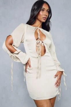 Tie Detail Cut Out Mini Dress