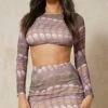 Abstract Spot Mesh Co-ord -Ladies Clothing Shop tan abstract spot mesh co ord
