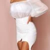 Corset Skirt Detail Organza Bardot Dress -Ladies Clothing Shop white corset skirt detail organza bardot dress