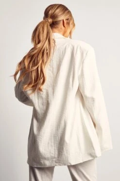 Linen Look Oversized Relaxed Blazer -Ladies Clothing Shop white linen look oversized relaxed blazer 3