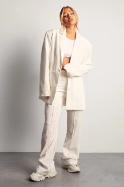 Linen Look Oversized Relaxed Blazer -Ladies Clothing Shop white linen look oversized relaxed blazer 4
