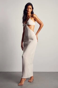 Sheer Strappy Cut Out Midaxi Dress -Ladies Clothing Shop white sheer strappy cut out midaxi dress 3